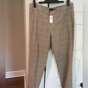 NWT!! Banana Republic Womens Ryan Pants Plaid Windowpane, Size 6 Khaki Beige